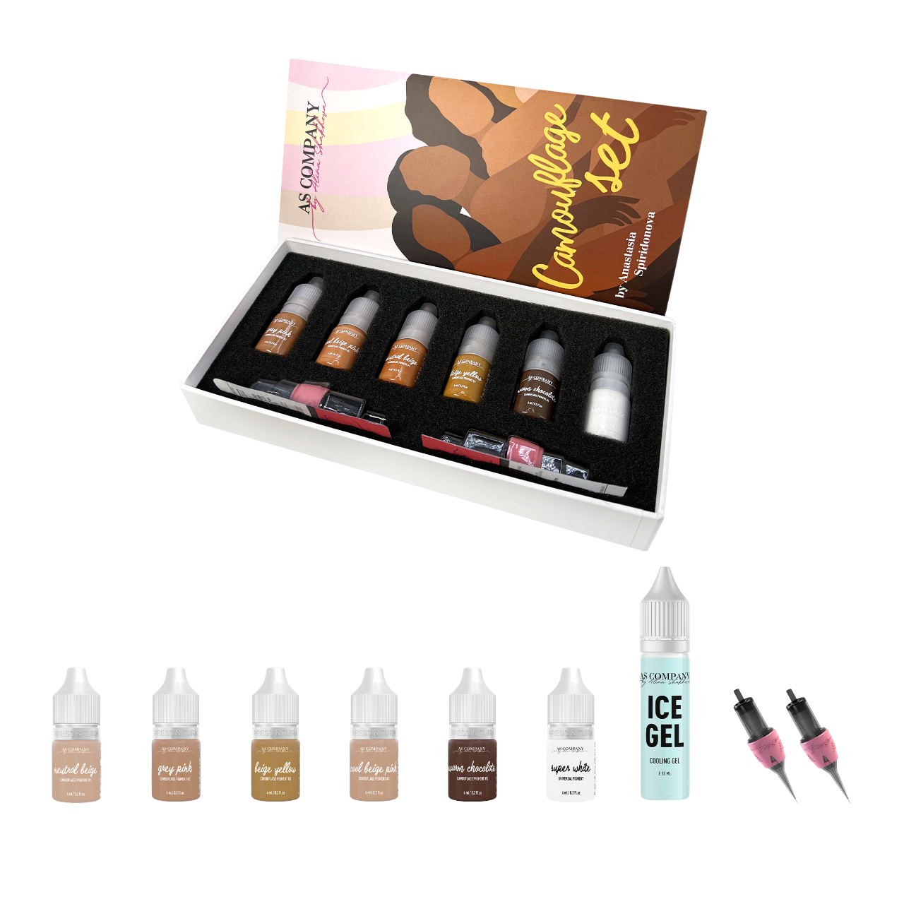 Set Camouflage 6x6ml AS Pigment micropigmentación PMU